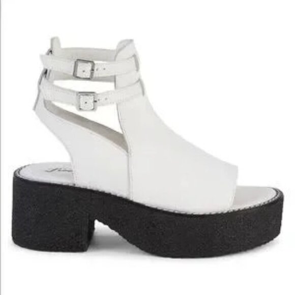 Free People Shoes - Free People Hallie White Leather Ankle Strap Platform Sandals